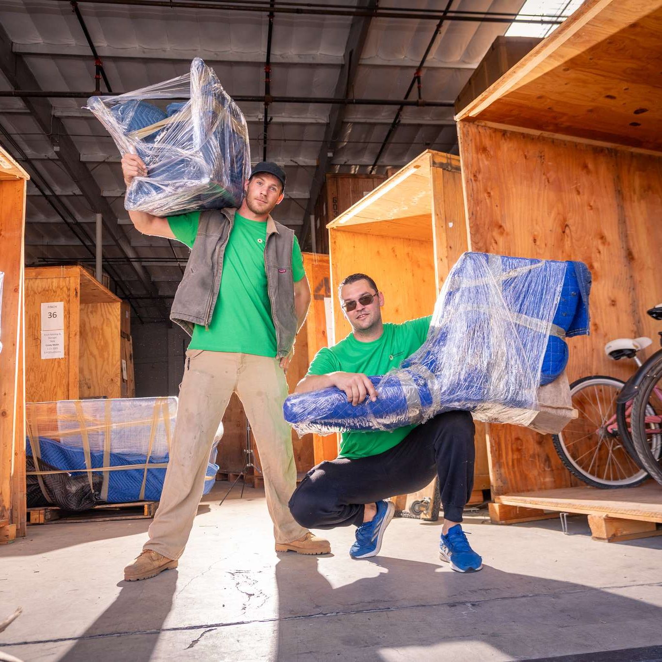 our team crew carrying wrapped contents
