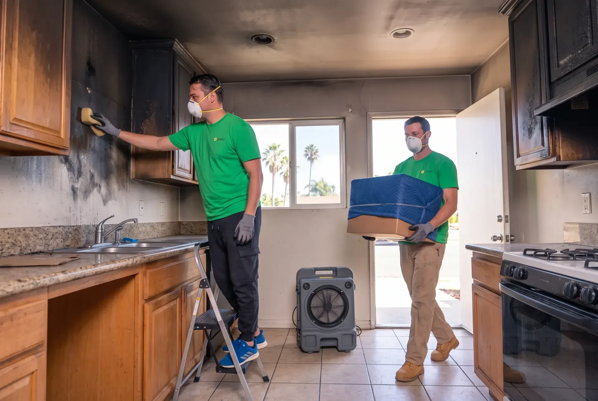 Fire damage cleanup in La Jolla