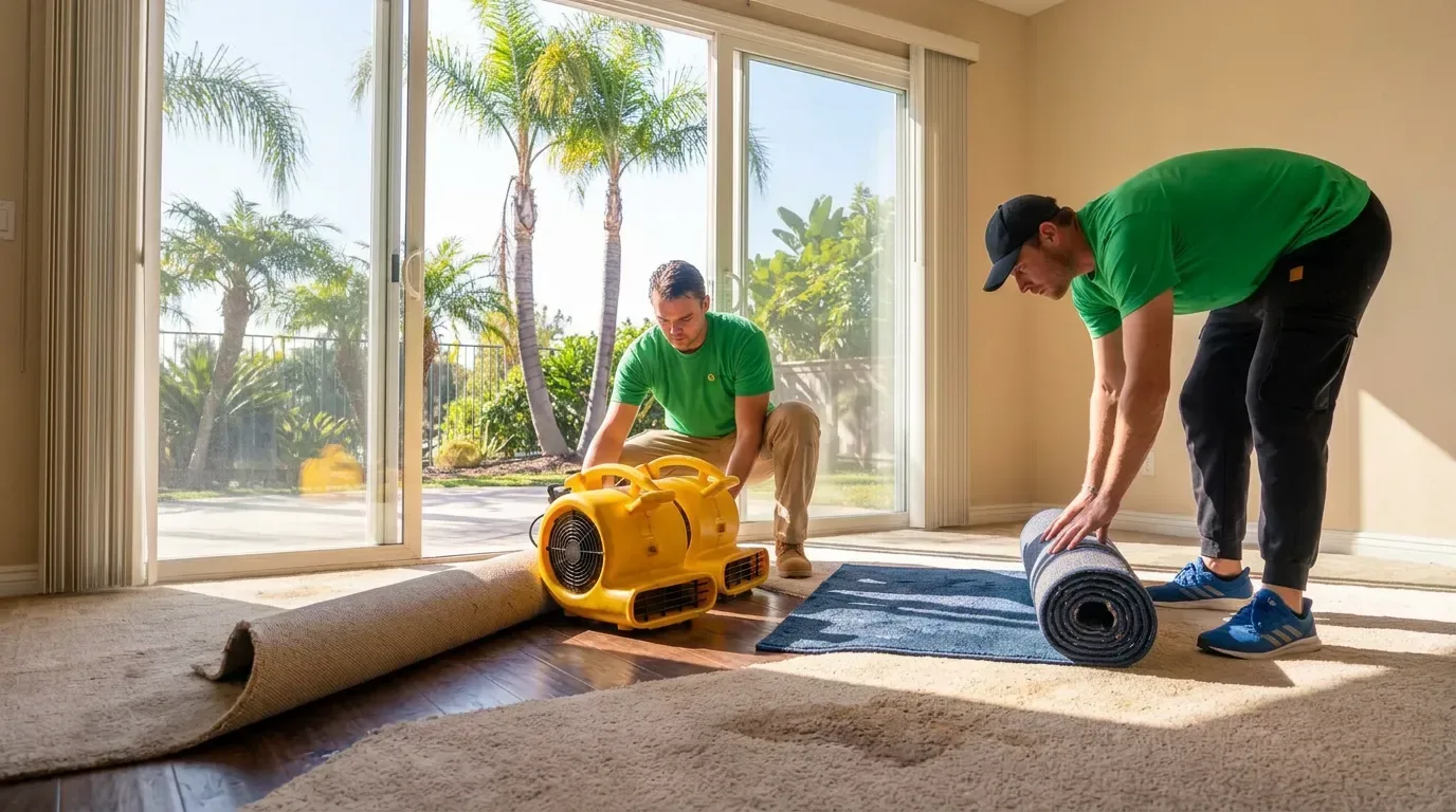 Drying out a flooded home in La Jolla